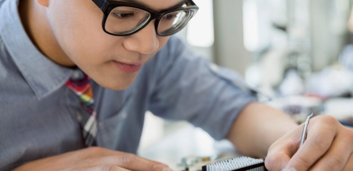 Student working on a project